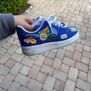 Nike Blue Sneakers with Colorful Patches